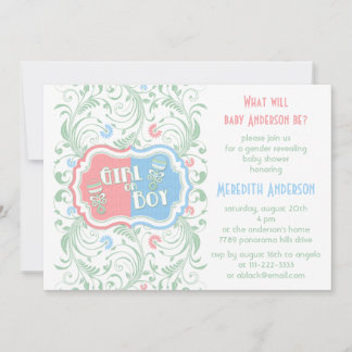 Invitación a revelación de género Bebé floral azul