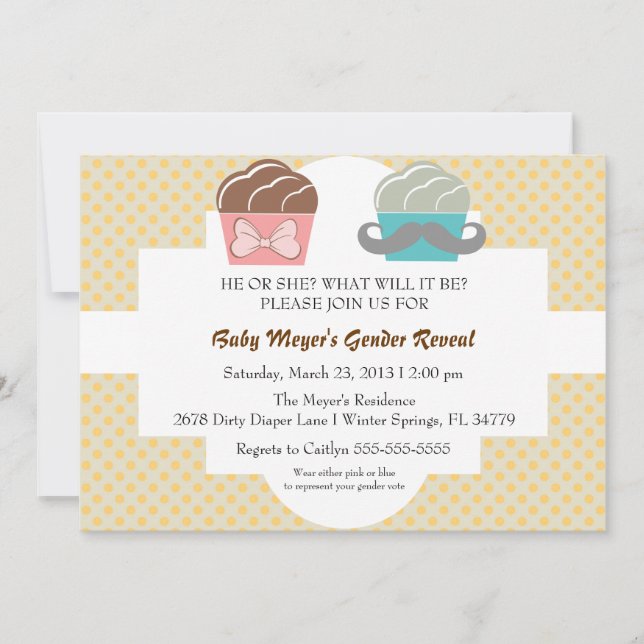Invitación a revelación de género de torta de tort (Anverso)