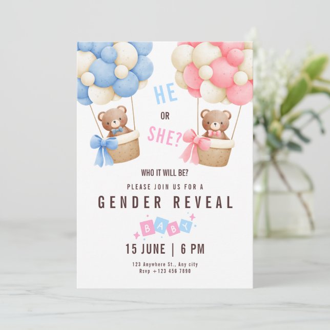 Invitación a revelación de género revelación de gé (Anverso de pie)
