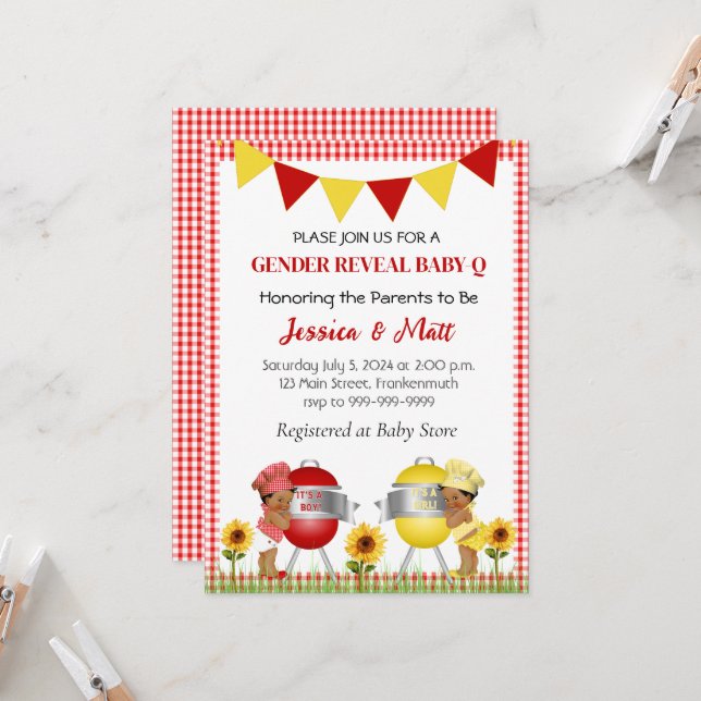 Invitación a revelar a bebé de barbacoa de verano (Anverso/Reverso In Situ)