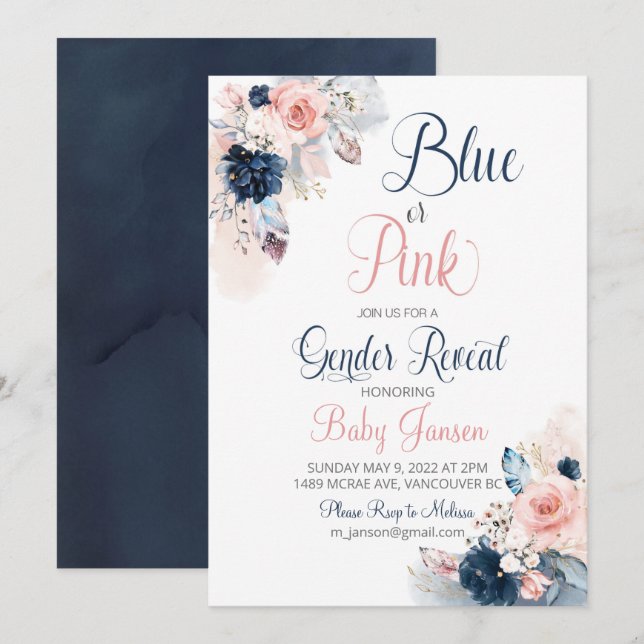 Invitación a revelar el género de Boho (Anverso / Reverso)