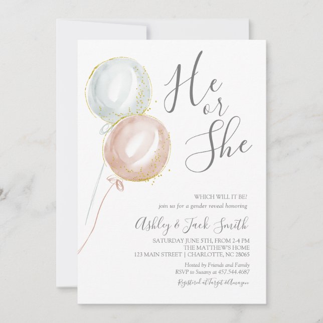 Invitación a revelar el género de los globos (Anverso)