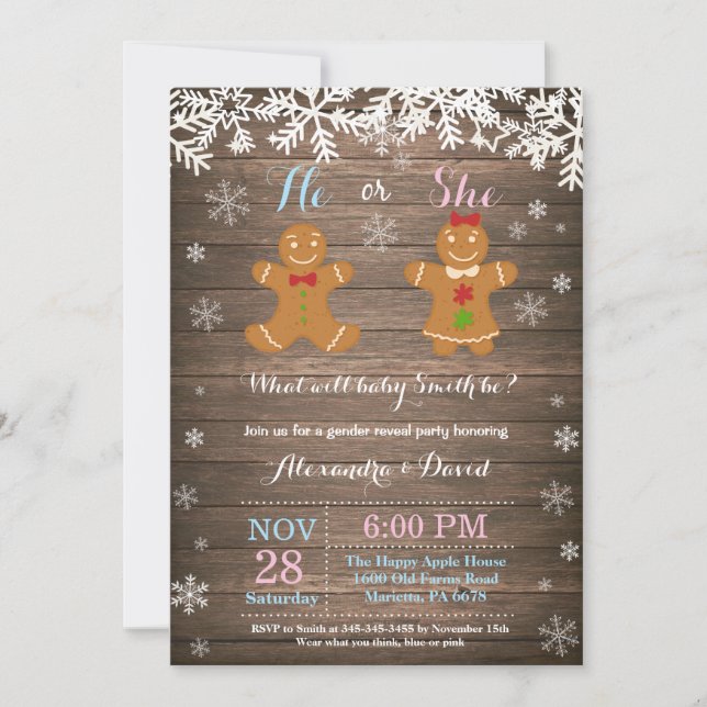 Invitación a revelar el género de los Navidades de (Anverso)