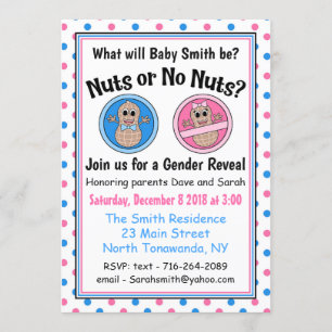 Invitación a revelar el género de nueces o nueces
