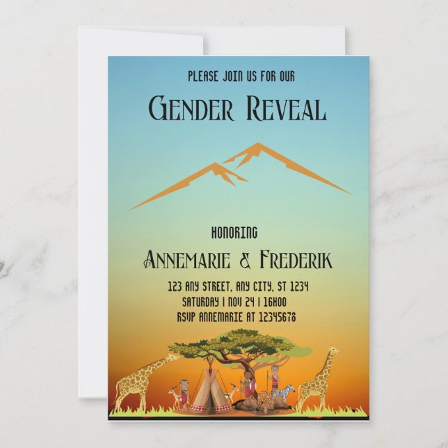 Invitación a revelar género animal africano (Anverso)