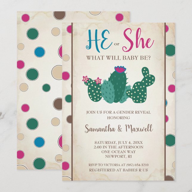 Invitación a revelar género, Baby Shower (Anverso / Reverso)