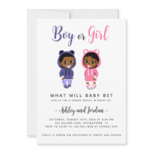 Invitación a revelar género bebés negros de Guay