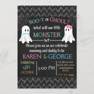 Invitación a revelar género Boo-y o Ghoul Hallowee