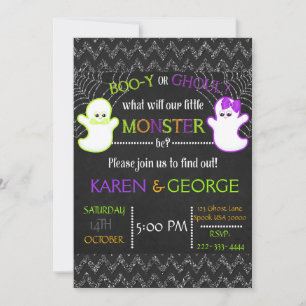 Invitación a revelar género Boo-y o Ghoul Hallowee