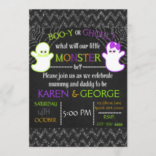 Invitación a revelar género Boo-y o Ghoul Hallowee