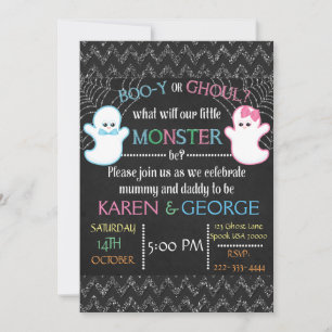 Invitación a revelar género Boo-y o Ghoul Hallowee