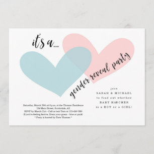 Invitación a revelar género   Corazón rosa y azul