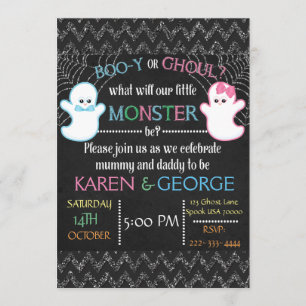 Invitación a revelar género de Boo-y o Ghoul Hallo