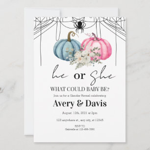 Invitación a revelar género de calabaza Halloween