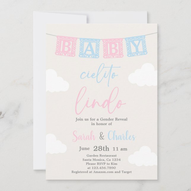 Invitación a revelar género de Cielito Lindo (Anverso)