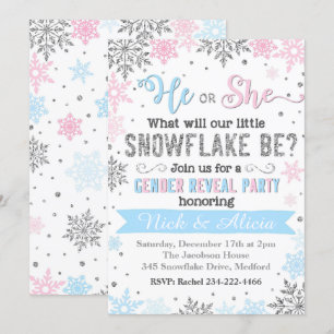 Invitación a revelar género de copo de nieve
