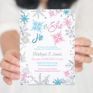 Invitación a revelar género de copo de nieve en in