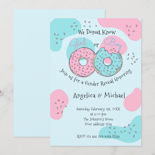 Invitación a revelar género de donut (Anverso / Reverso)