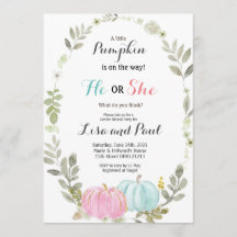 Invitación a revelar género de las calabazas otoña