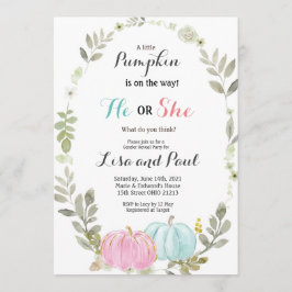 Invitación a revelar género de las calabazas otoña