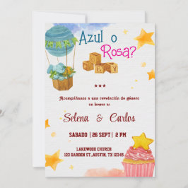 Invitación a revelar género en España Boho Azul o 