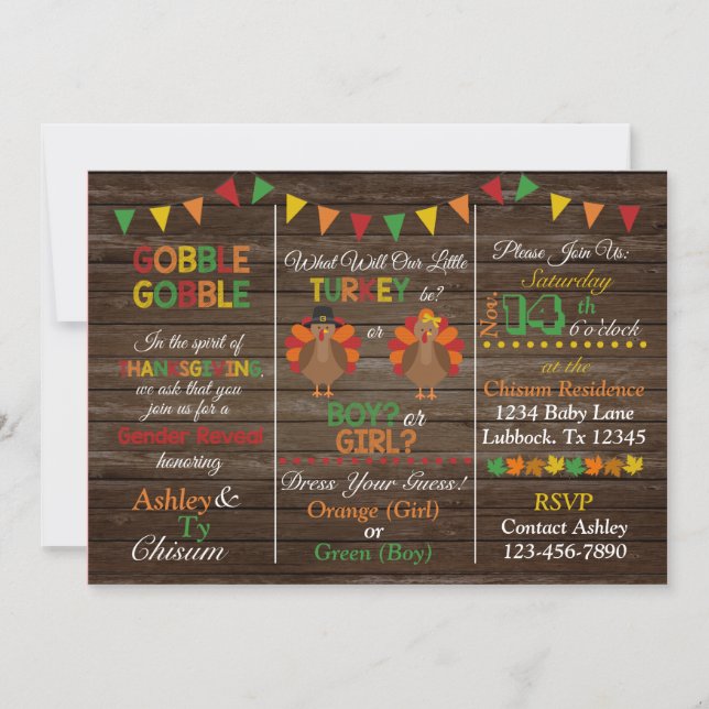 Invitación a revelar género en Turquía (Anverso)