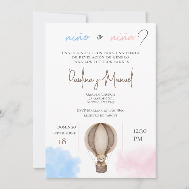 Invitación a revelar género español (Anverso)