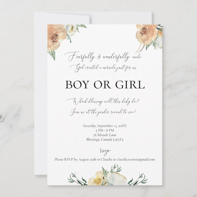 Invitación a revelar género hecha con miedo y mara (Anverso)