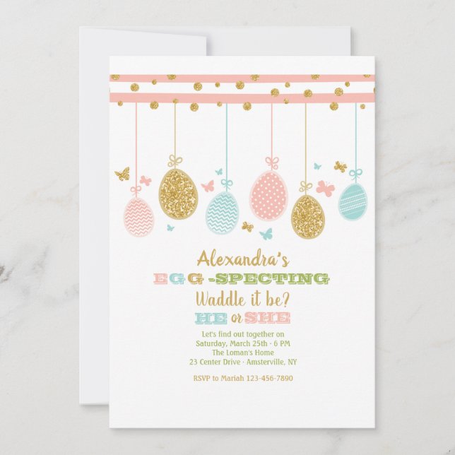 Invitación a revelar género móvil del huevo (Anverso)