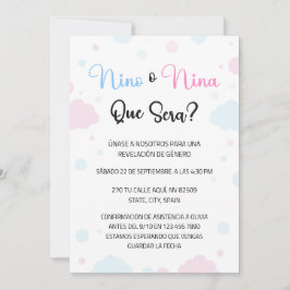 Invitación a revelar género Nino o Nina
