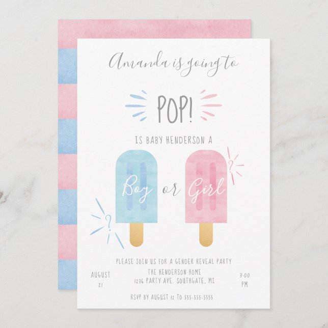 Invitación a revelar género óptico, niño o Chica (Anverso / Reverso)