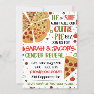 Invitación a revelar género Pizza, revelación de g