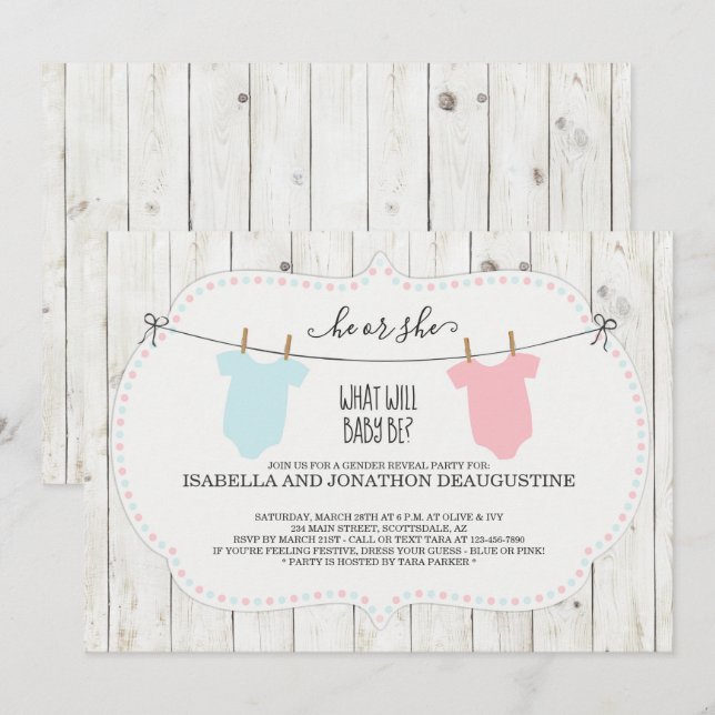 Invitación a revelar género | Rústica (Anverso / Reverso)