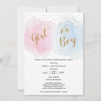 Invitación a revelar sexo de bebé Chica de niño