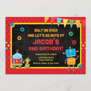 Invitación a Robot Fiesta de Robot por cumpleaños