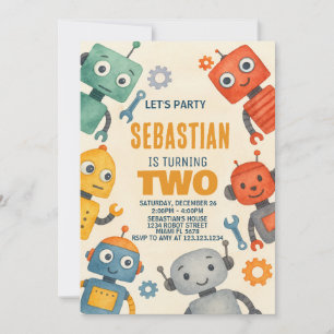 Invitación a Robot para el segundo cumpleaños
