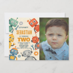Invitación a Robot para el segundo cumpleaños con 