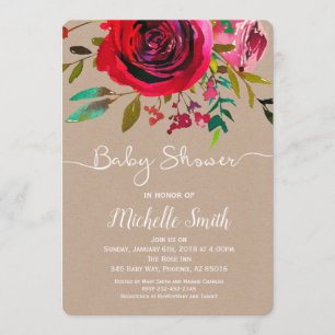 Invitación a Rosa Baby Shower, invitación a bebé K