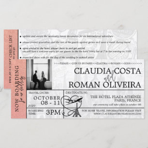 Invitación a Rosa Gold Boda de París para tarjeta 