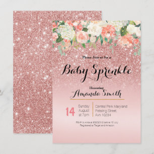 Invitación a Rosa Gold Pink Baby Sprinkle