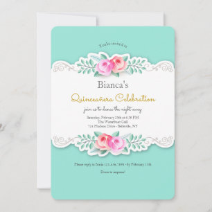 Invitación a Rosas artísticos Quinceañera