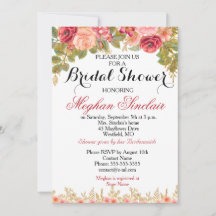 Invitación a Rosas de acuarela y ducha de novia Pu