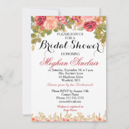 Invitación a Rosas de acuarela y ducha de novia Pu
