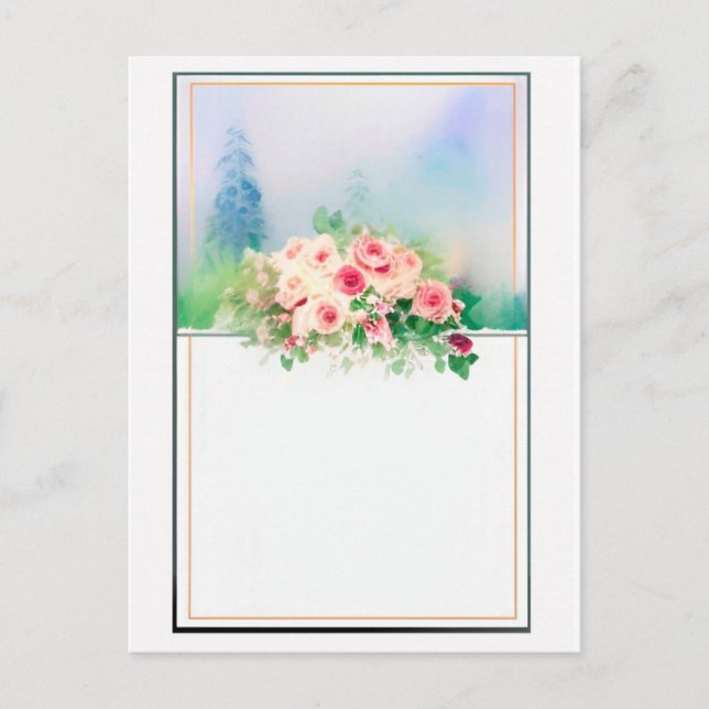 Invitación a Rosas de diseño de Boda de acuarela (Anverso)