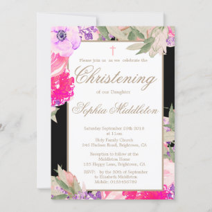 Invitación a Rosas florales por cristianismo o bau