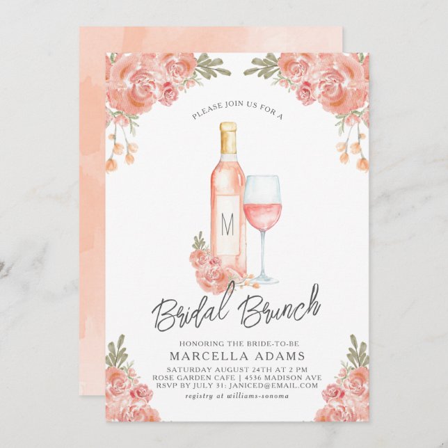 Invitación a Rosé Rubor Bridal Brunch (Anverso / Reverso)