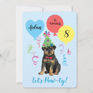 Invitación a Rottweiler de los globos de la fiesta