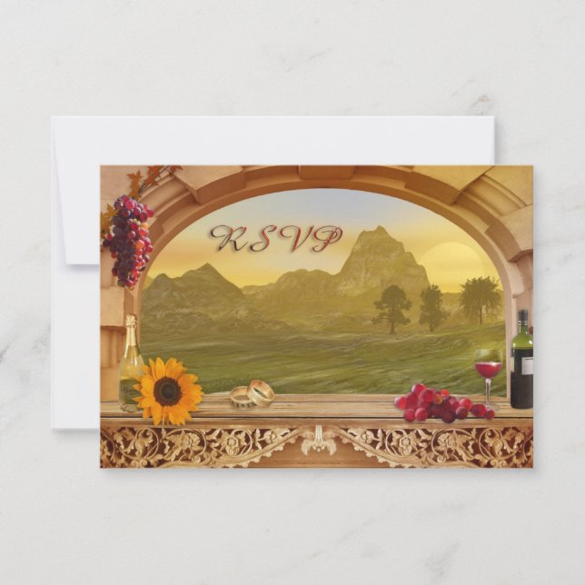 Invitación a RSVP de Boda de Otoño Vineyard (Anverso)