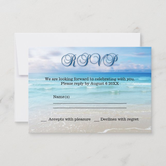 Invitación a RSVP de boda de playa (Anverso)
