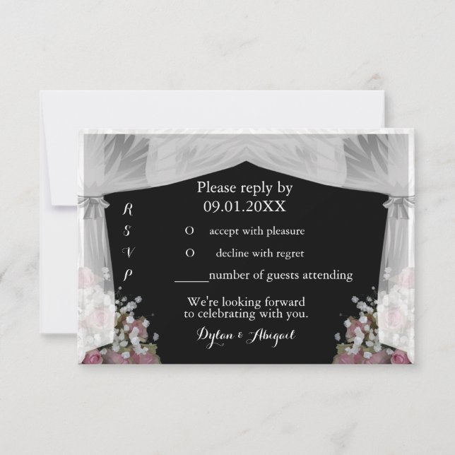 Invitación a RSVP de boda Rubor rosada y polvorien (Anverso)